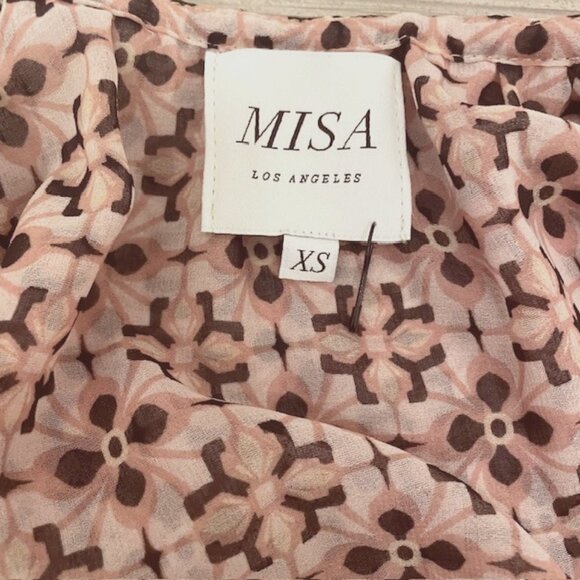 NWOT Misa Pink Tile Print Pullover Mini Dress Smocked Waist Size XS - Picture 10 of 12